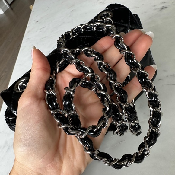 Black Patent Chanel Mini flap Crossbody bag - Picture 10 of 11